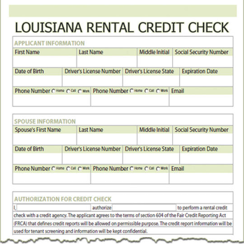 Louisiana Rental Credit Check screenshot