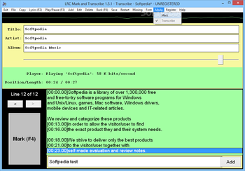 LRC Mark and Transcribe screenshot 2