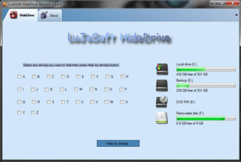 LuJoSoft HideDrive screenshot