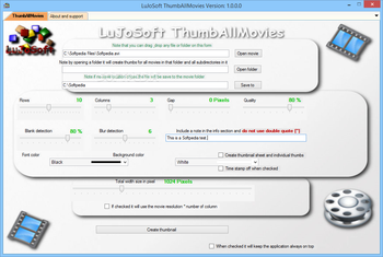 LuJoSoft ThumbAllMovies screenshot
