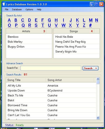 Lyrics Database Program screenshot