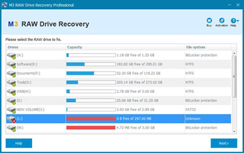 M3 RAW Drive Recovery screenshot