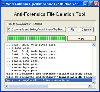 Maabi Anti-Forensics File Deletion Tool screenshot
