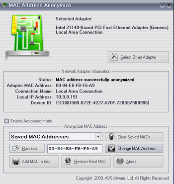 MAC Address Anonymize screenshot