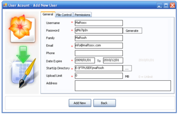 Maftoox Ftp Server screenshot