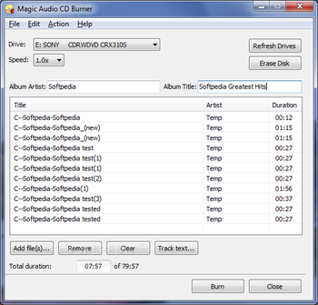 Magic Audio CD Burner screenshot