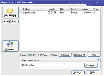 Magic M4A to MP3 Converter screenshot