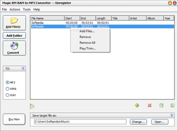 Magic RM RAM to MP3 Converter screenshot