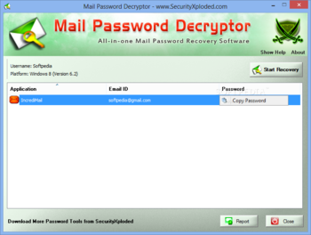 Mail Password Decryptor Portable screenshot