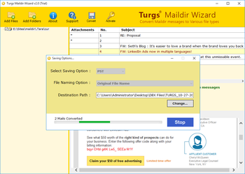 Maildir to NSF Wizard screenshot