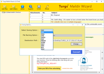 Maildir to NSF Wizard screenshot 2