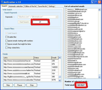 MailGrabber screenshot 2