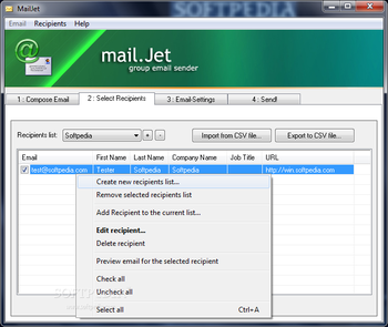 MailJet screenshot 2