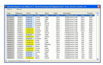 Mailroom Register screenshot