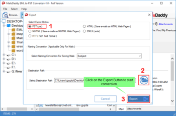 MailsDaddy EML to PST Converter screenshot