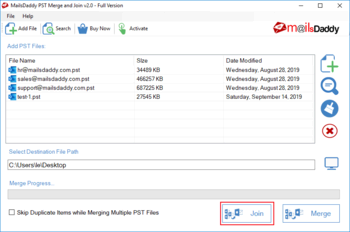 MailsDaddy PST Merge and Join Tool screenshot