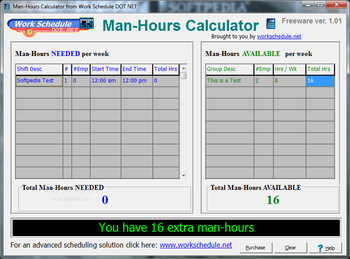 Man-Hours Calculator screenshot