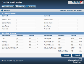 ManageEngine SQL Health Monitor Free Tool screenshot