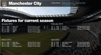 ManCityFixtures Screen Saver screenshot