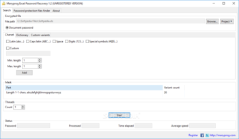 Manyprog Excel Password Recovery screenshot
