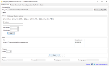 Manyprog PDF Password Recovery screenshot