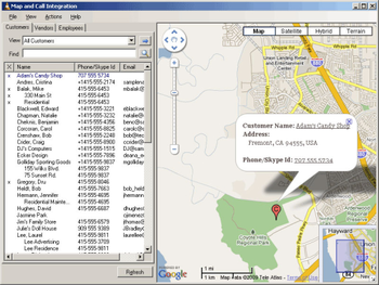 Map and Call Integration screenshot