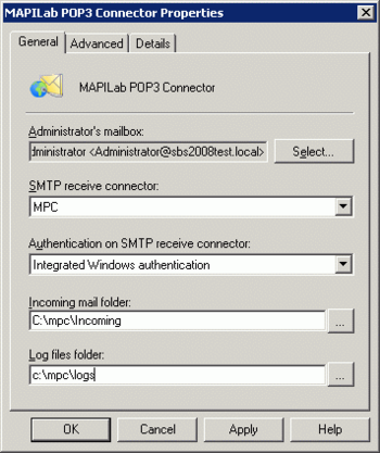 MAPILab POP3 Connector  screenshot