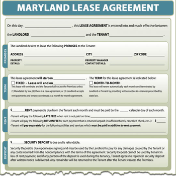Maryland Lease Agreement screenshot