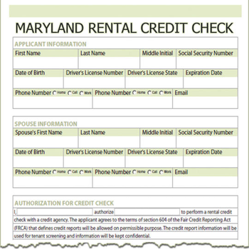 Maryland Rental Credit Check screenshot