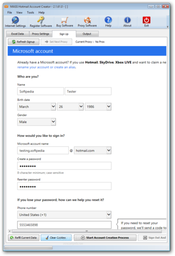 MASS Hotmail Account Creator screenshot 2