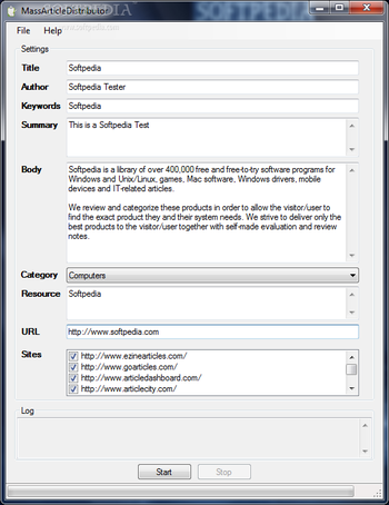 MassArticleDistributor screenshot