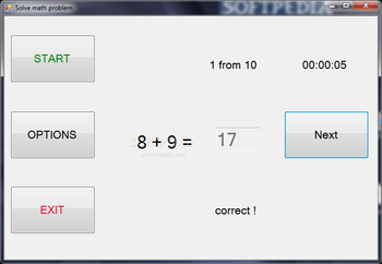 Math training program screenshot
