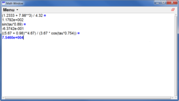Math Window screenshot