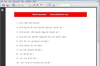 MathLanders Worksheets screenshot