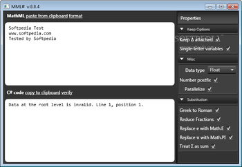 MathML to C# Converter screenshot