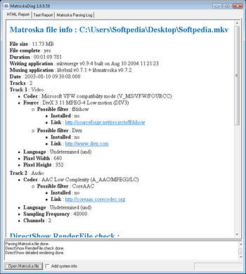 MatroskaDiag screenshot
