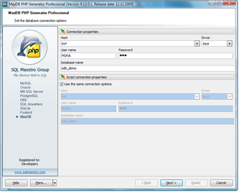 MaxDB PHP Generator screenshot