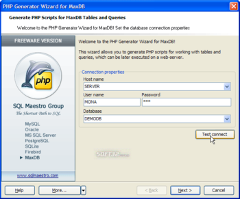 MaxDB PHP Generator screenshot 2