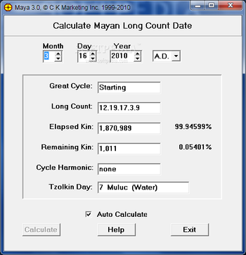 Mayan Long Count Calculator screenshot