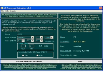 MB Ayanamsa Calculator screenshot