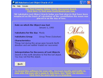 MB Nakshatra Lost Object Oracle screenshot