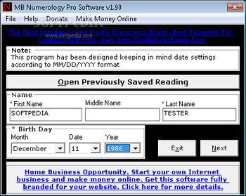 MB Numerology Pro Software screenshot