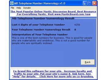 MB Telephone Number Numerology screenshot