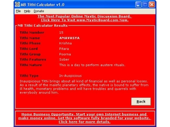 MB Tithi Calculator screenshot