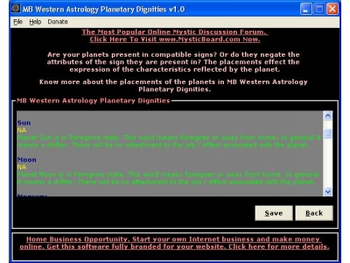 MB Western Astrology Planetary Dignities screenshot