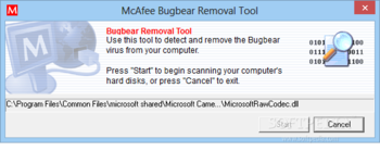 McAfee Bugbear Removal Tool screenshot