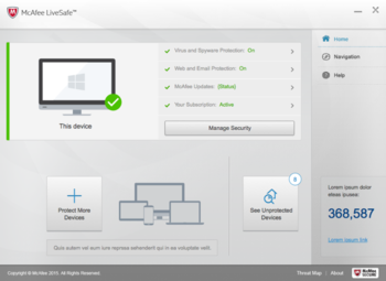 McAfee LiveSafe screenshot