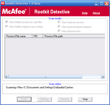 McAfee Rootkit Detective screenshot
