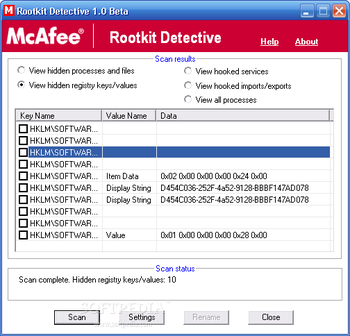 McAfee Rootkit Detective screenshot 2