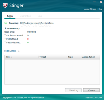 McAfee Stinger screenshot